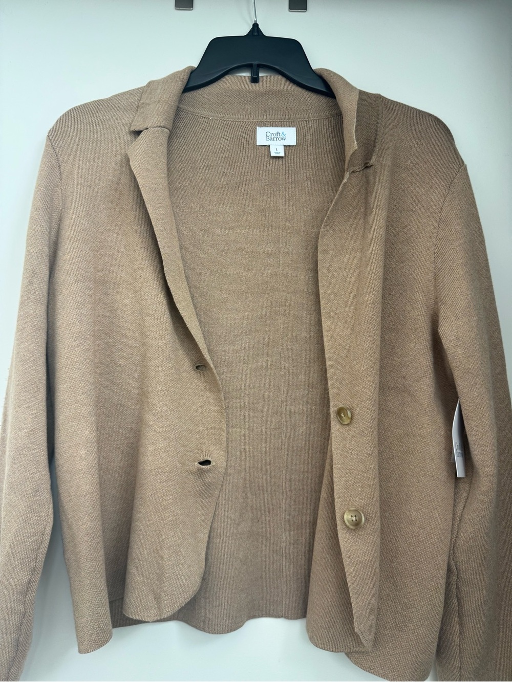 Croft & Barrow Tan Knit Blazer Cardigan Size L